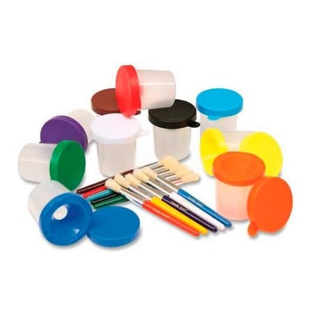 Chenille Kraft No Spill Paint Cup & Brush Set, Assorted, 10 Pcs/Set 5104